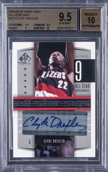 2004-05 SP Game Used All-Star Signatures #CD Clyde Drexler Signed Card (#04/25) - BGS GEM MINT 9.5/BGS 10